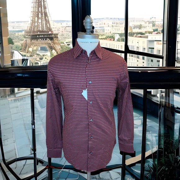 Hermes Penguin Imprinted Fitted Cotton Shirt 15 1/2 39 Blackcurrant France NWT - Picture 2 of 10